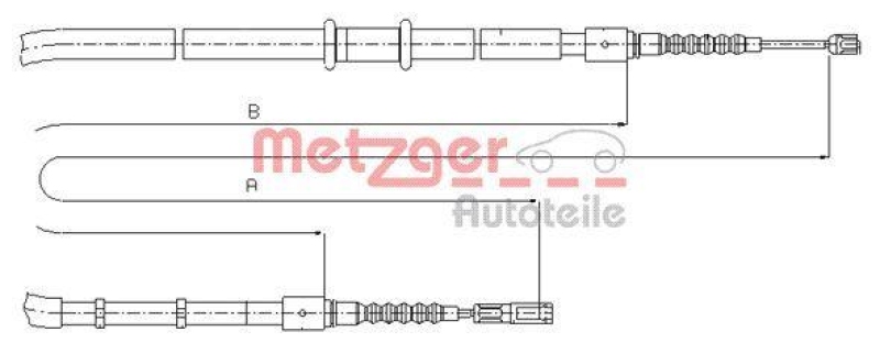METZGER 10.7545 Seilzug, Feststellbremse f&uuml;r AUDI hinten links/rechts