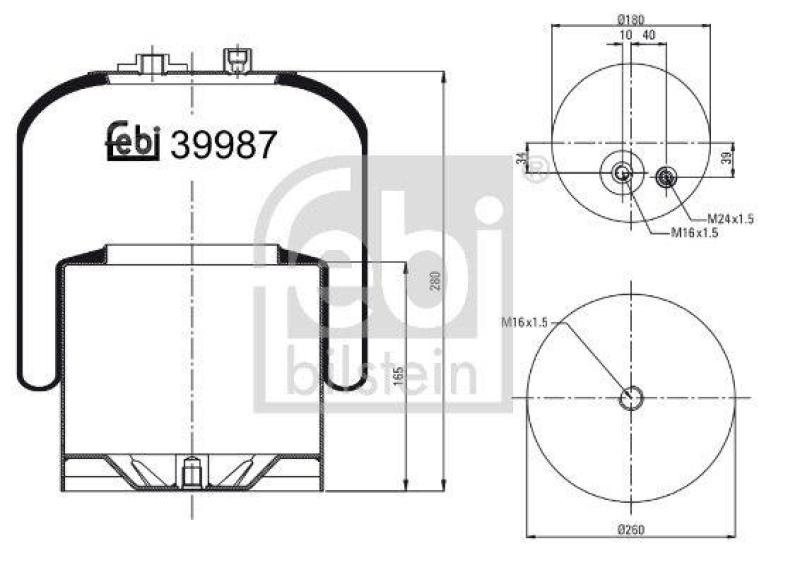FEBI BILSTEIN 39987 Luftfederbalg mit Stahlkolben für Mercedes-Benz