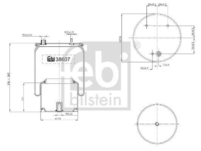 FEBI BILSTEIN 38607 Luftfederbalg mit Stahlkolben für DAF