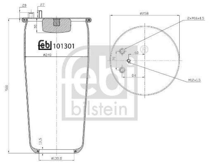 FEBI BILSTEIN 101301 Luftfederbalg ohne Kolben für M A N