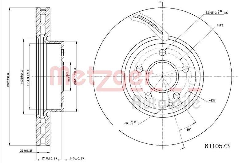 METZGER 6110573 Bremsscheibe Lack/Ks/Hc f&uuml;r MB VA