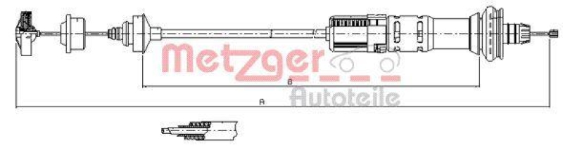 METZGER 11.3028 Seilzug, Kupplungsbetätigung für PEUGEOT