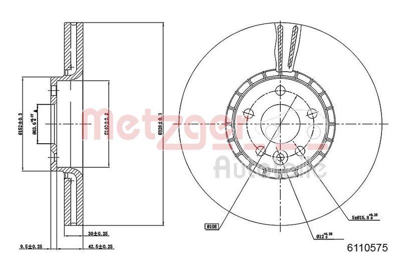 METZGER 6110575 Bremsscheibe Lack/Ks f&uuml;r VOLVO VA