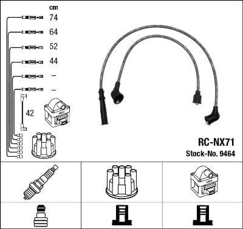 NGK 9464 Z&uuml;ndleitungssatz RC-NX71 |Z&uuml;ndkabel