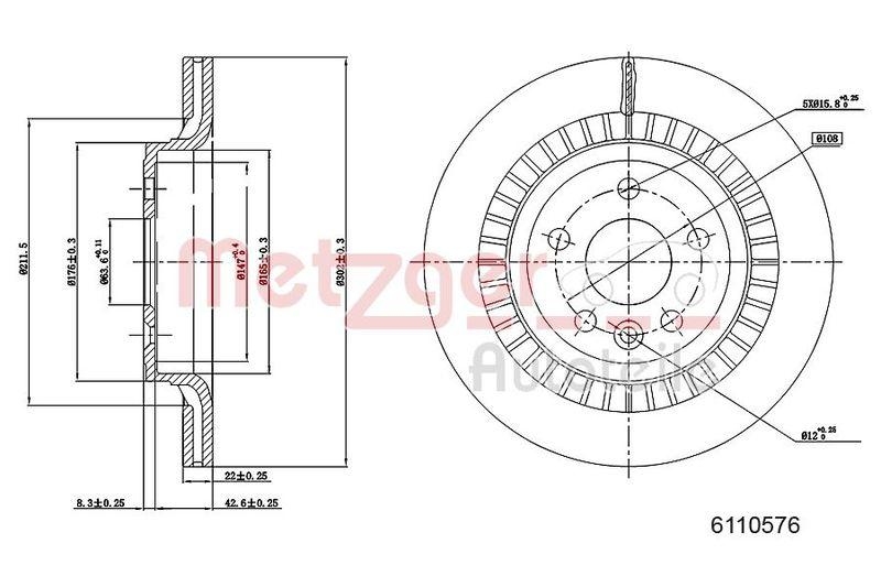 METZGER 6110576 Bremsscheibe Lack/Ks f&uuml;r VOLVO HA