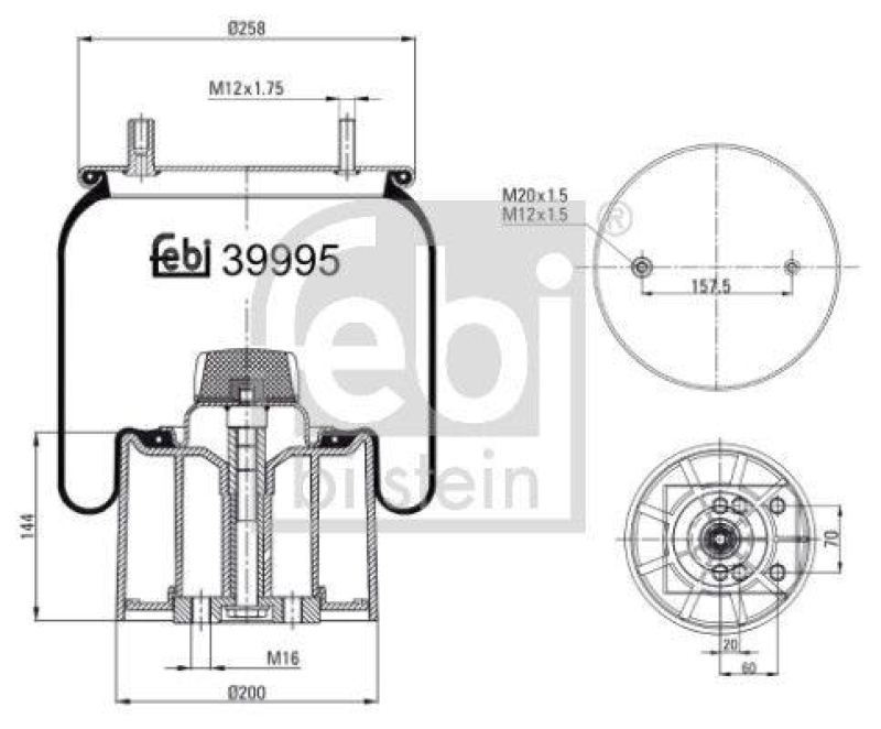 FEBI BILSTEIN 39995 Luftfederbalg mit Kunststoffkolben
