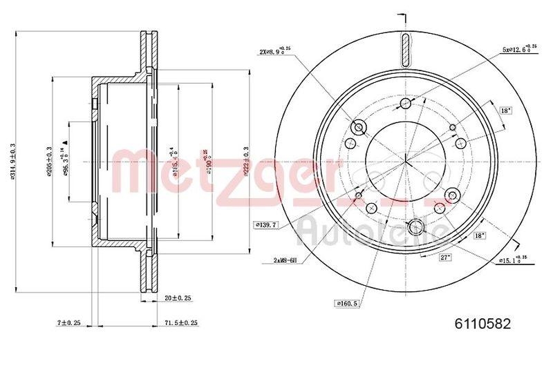 METZGER 6110582 Bremsscheibe Lack/Ks f&uuml;r KIA HA