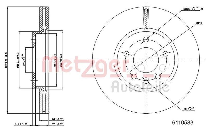 METZGER 6110583 Bremsscheibe Lack/Ks f&uuml;r CHEVROLET/OPEL VA