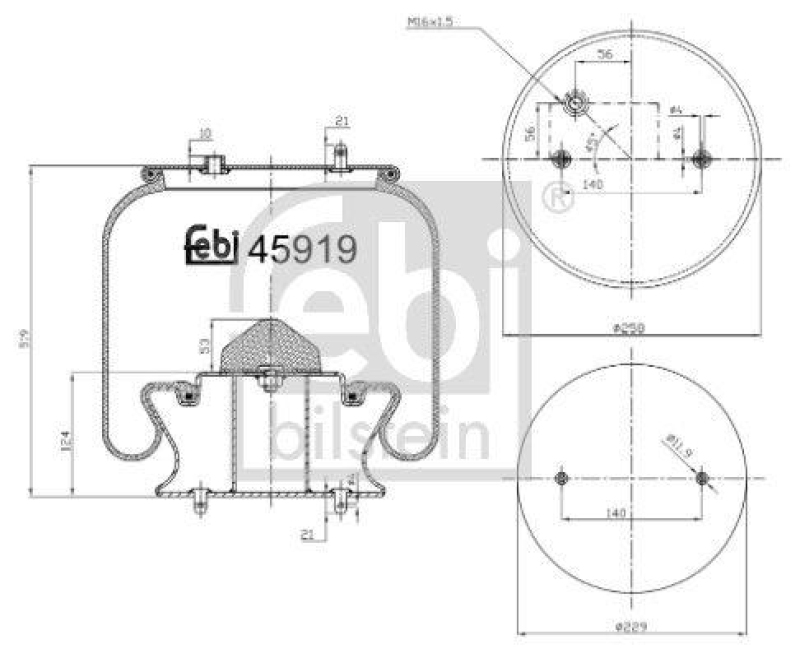 FEBI BILSTEIN 45919 Luftfederbalg mit Stahlkolben für Scania