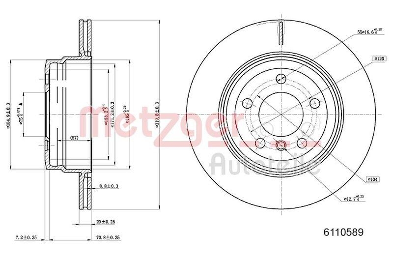 METZGER 6110589 Bremsscheibe Lack/Ks/Ms/Hc f&uuml;r BMW HA