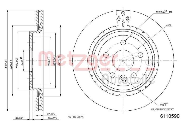 METZGER 6110590 Bremsscheibe Lack/Ks f&uuml;r VOLVO HA