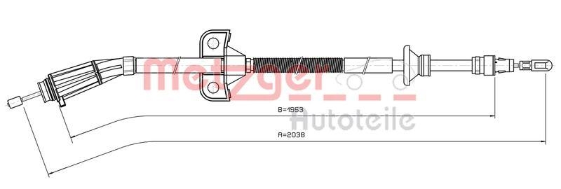 METZGER 10.8070 Seilzug, Feststellbremse f&uuml;r VOLVO hinten links/rechts