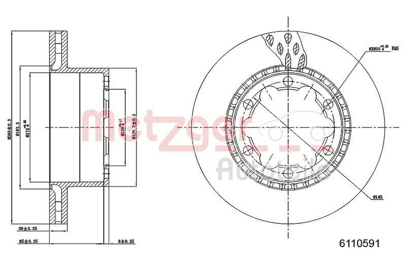 METZGER 6110591 Bremsscheibe Lack/Ks f&uuml;r MB/VW HA