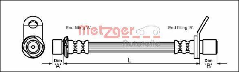 METZGER 4112171 Bremsschlauch f&uuml;r TOYOTA HA links