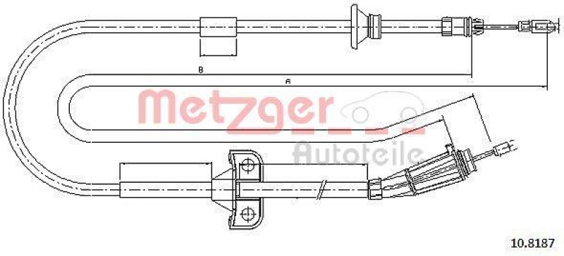 METZGER 10.8187 Seilzug, Feststellbremse f&uuml;r VOLVO hinten rechts