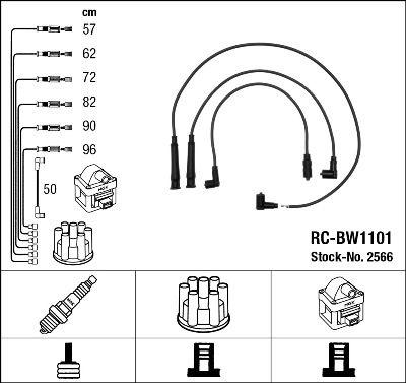 NGK 2566 Z&uuml;ndleitungssatz RC-BW1101 |Z&uuml;ndkabel