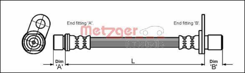 METZGER 4112180 Bremsschlauch f&uuml;r TOYOTA HA links