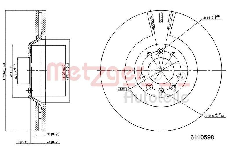 METZGER 6110598 Bremsscheibe Lack/Ks/Ms f&uuml;r PEUGEOT VA