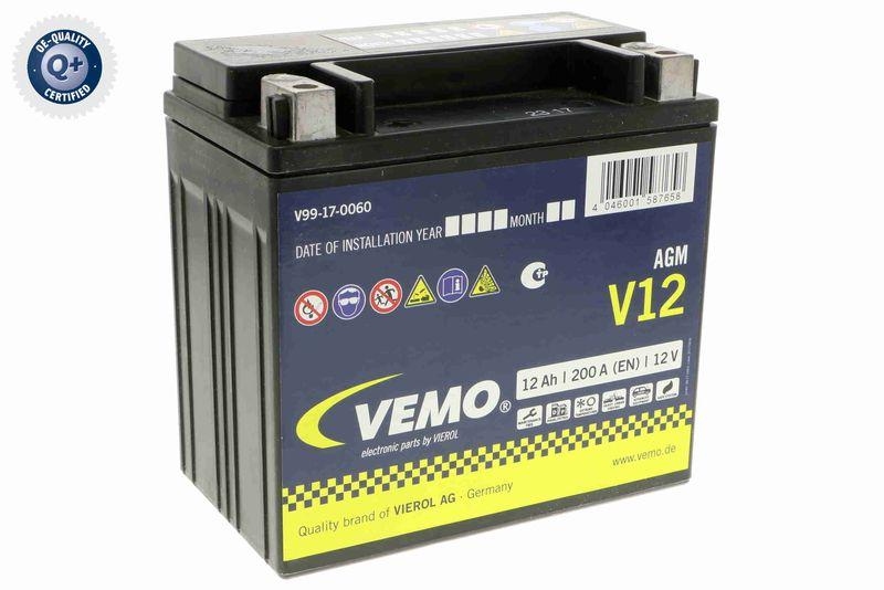 VEMO V99-17-0060 Versorgungsbatterie 12 Ah, Cca [En]: 200 A V12Agm f&uuml;r MERCEDES-BENZ