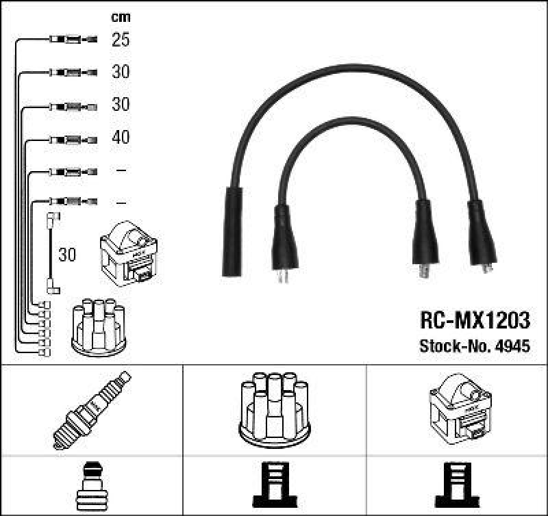 NGK 4945 Z&uuml;ndleitungssatz RC-MX1203 |Z&uuml;ndkabel