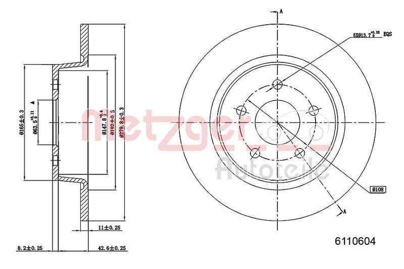 METZGER 6110604 Bremsscheibe Lack/Ks f&uuml;r FORD HA
