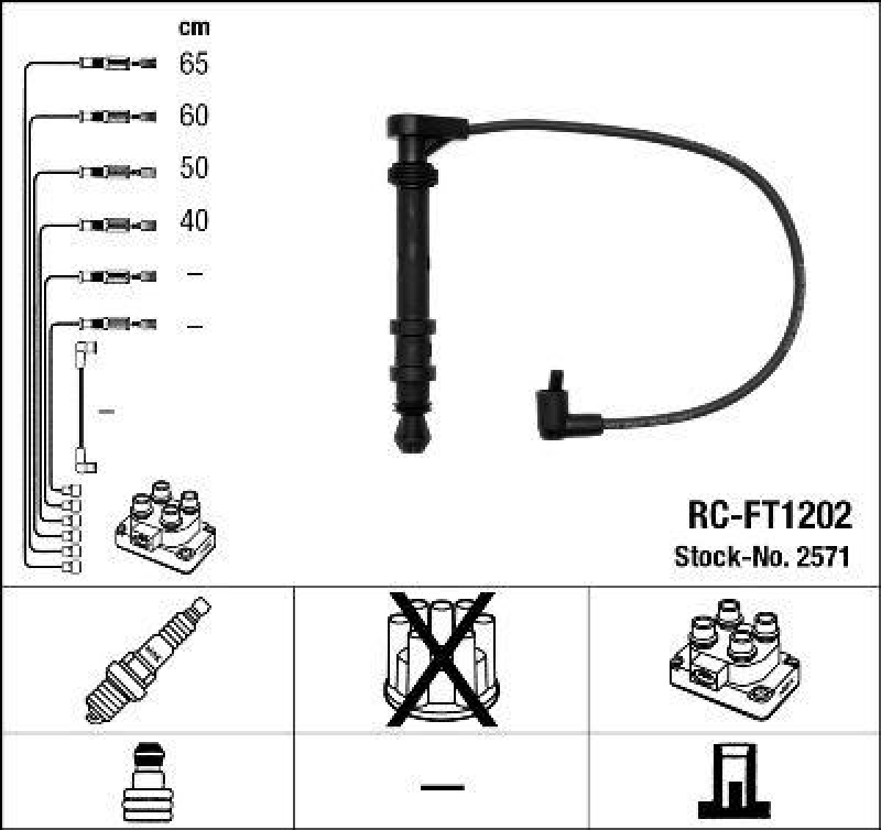 NGK 2571 Z&uuml;ndleitungssatz RC-FT1202 |Z&uuml;ndkabel