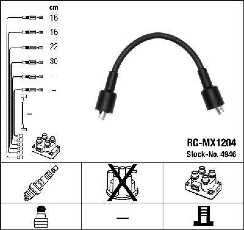 NGK 4946 Z&uuml;ndleitungssatz RC-MX1204 |Z&uuml;ndkabel