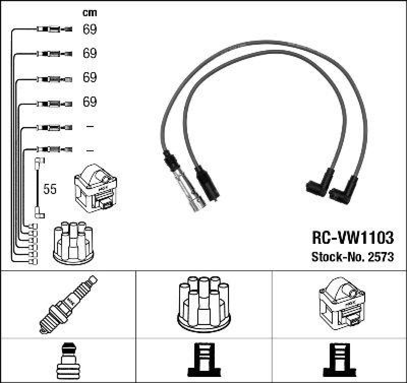 NGK 2573 Z&uuml;ndleitungssatz RC-VW1103 |Z&uuml;ndkabel