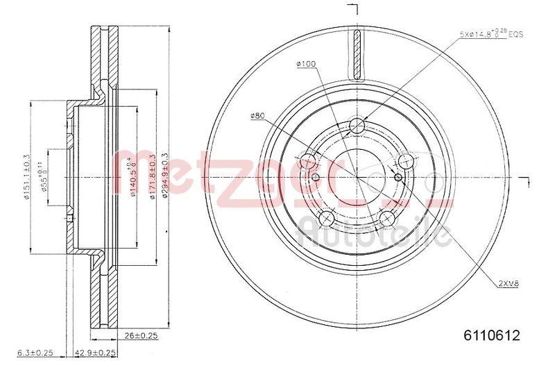 METZGER 6110612 Bremsscheibe Lack/Ks f&uuml;r TOYOTA VA