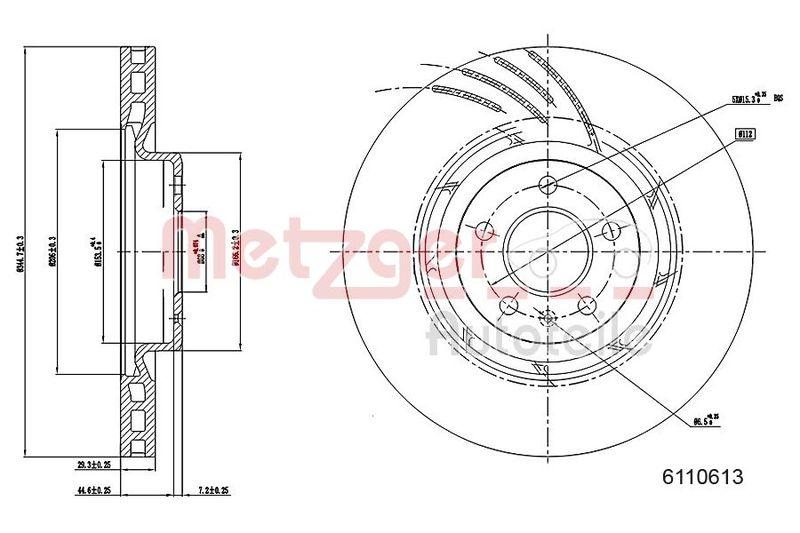 METZGER 6110613 Bremsscheibe Lack/Ks f&uuml;r AUDI VA