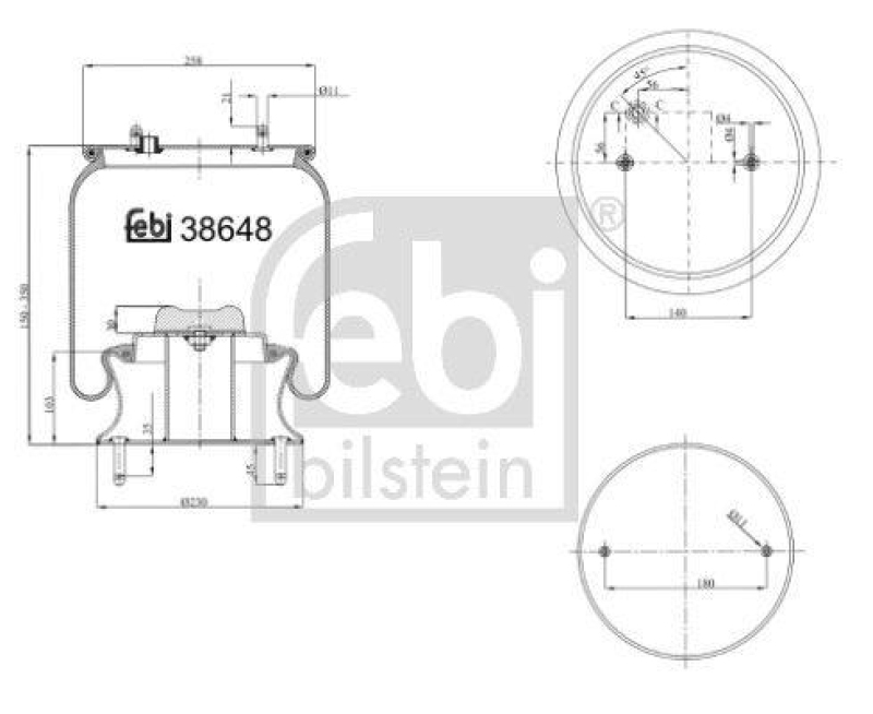 FEBI BILSTEIN 38648 Luftfederbalg mit Stahlkolben für Scania