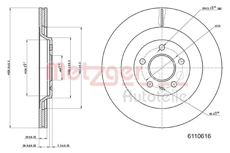 METZGER 6110616 Bremsscheibe Lack/Ks f&uuml;r AUDI HA