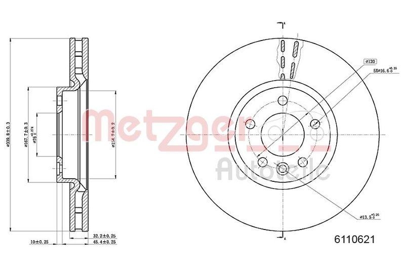 METZGER 6110621 Bremsscheibe Lack/Ks/Hc f&uuml;r VW VA
