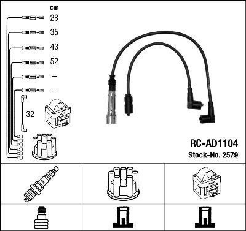 NGK 2579 Z&uuml;ndleitungssatz RC-AD1104 |Z&uuml;ndkabel