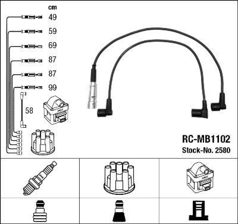 NGK 2580 Z&uuml;ndleitungssatz RC-MB1102 |Z&uuml;ndkabel
