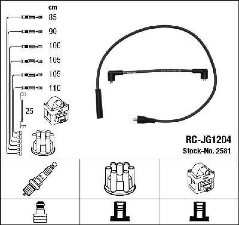 NGK 2581 Z&uuml;ndleitungssatz RC-JG1204 |Z&uuml;ndkabel