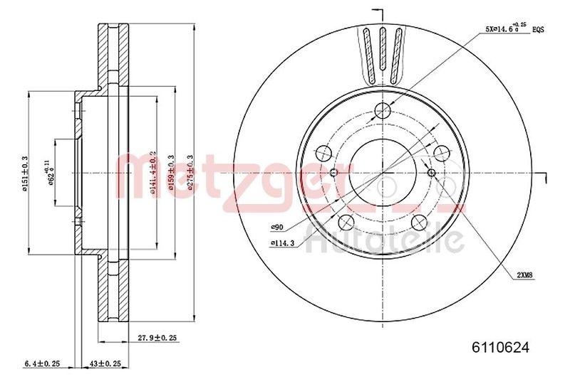 METZGER 6110624 Bremsscheibe Lack/Ks f&uuml;r TOYOTA VA