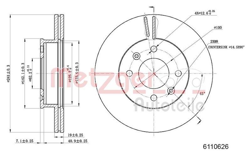 METZGER 6110626 Bremsscheibe Lack/Ks f&uuml;r HYUNDAI VA
