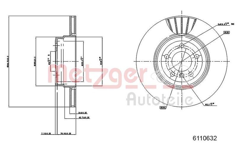 METZGER 6110632 Bremsscheibe Lack/Ks/Ms/Hc f&uuml;r BMW HA