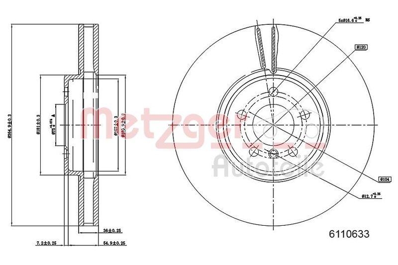 METZGER 6110633 Bremsscheibe Lack/Ks/Ms/Hc f&uuml;r BMW VA