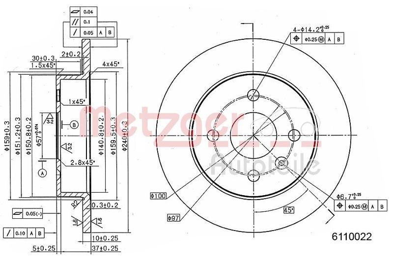 METZGER 6110022 Bremsscheibe Lack/Ks/Ms f&uuml;r OPEL HA