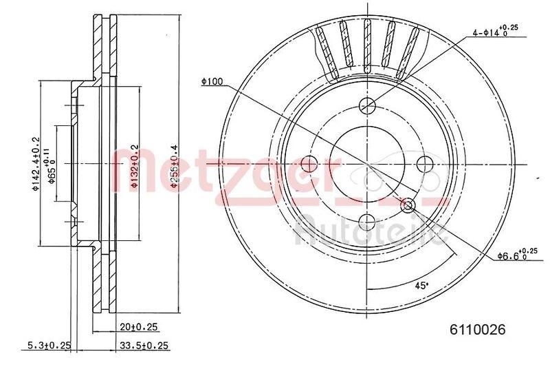 METZGER 6110026 Bremsscheibe Lack/Ks/Ms f&uuml;r SEAT/VW VA