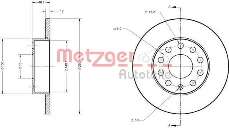 METZGER 6110030 Bremsscheibe Lack/Ks/Ms f&uuml;r AUDI/SEAT/SKODA/VW HA