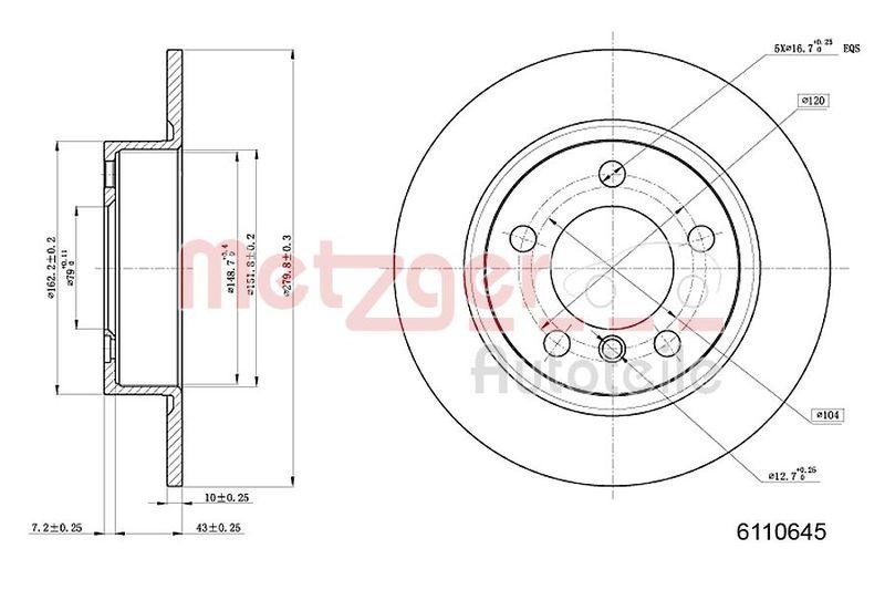 METZGER 6110645 Bremsscheibe Lack/Ks f&uuml;r MINI HA