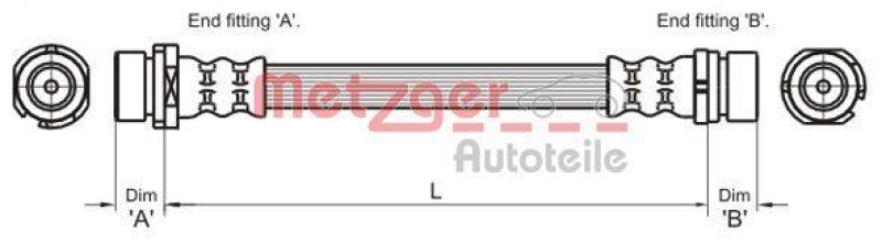 METZGER 4112336 Bremsschlauch f&uuml;r FORD HA links/rechts