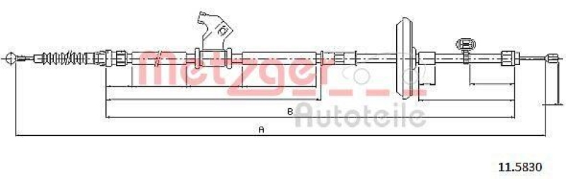 METZGER 11.5830 Seilzug, Feststellbremse f&uuml;r OPEL hinten rechts
