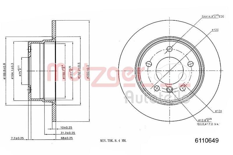 METZGER 6110649 Bremsscheibe Lack/Ks/Ms f&uuml;r BMW HA