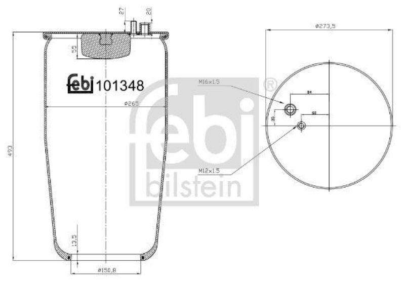 FEBI BILSTEIN 101348 Luftfederbalg ohne Kolben für M A N