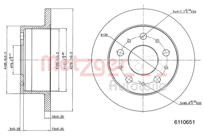 METZGER 6110651 Bremsscheibe Lack/Ks f&uuml;r CITROEN/FIAT/PEUGEOT HA