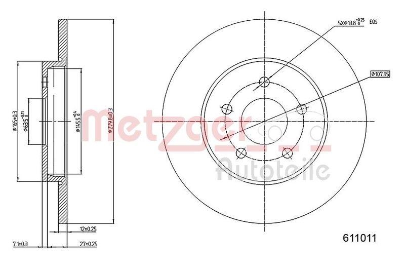 METZGER 6110101 Bremsscheibe Lack/Ks f&uuml;r FORD HA